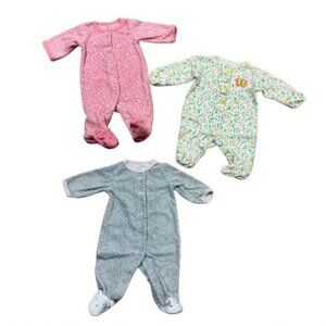 Carters 3-Piece Baby Girl Footie Pajamas Bundle Size Newborn